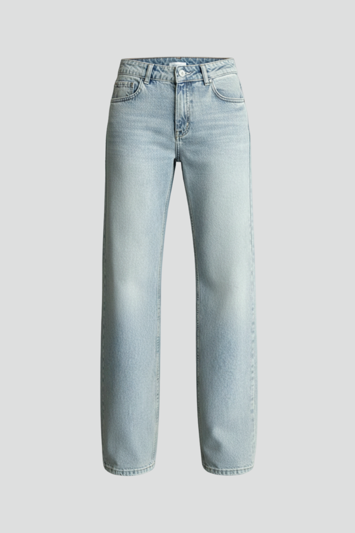 Rosalie | Women's Low-Rise Straight Leg Denim Jeans – Button Closure Casual Pants