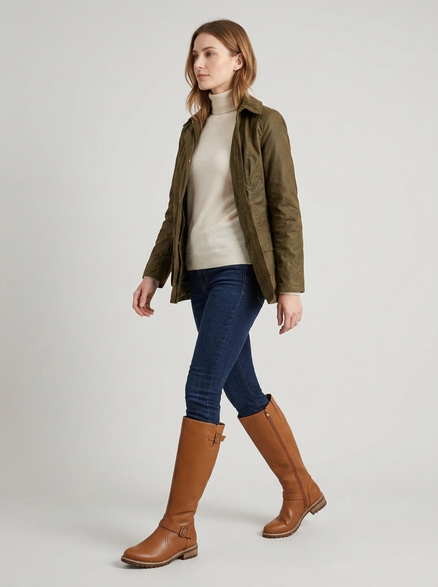 Rosamund | Women’s Knee-High Boots – Round Toe, Buckle Strap