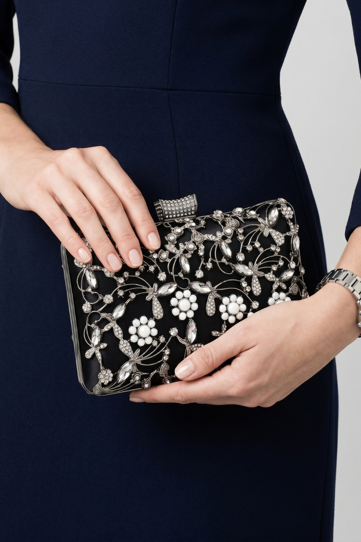 RoyalClutch | Women's Embroidered Evening Clutch Bag, Formal Wedding Party Handbag