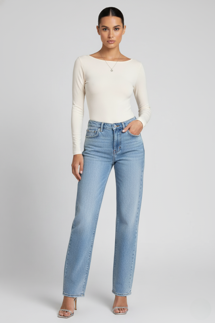 Rumi | Women’s Mid-Rise Straight-Leg Jeans – Classic 5-Pocket Denim Pants with Button Zip Closure, Regular Fit Casual Jeans