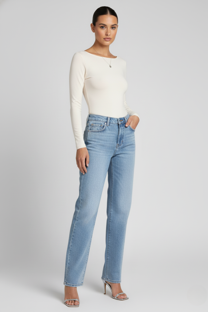 Rumi | Women’s Mid-Rise Straight-Leg Jeans – Classic 5-Pocket Denim Pants with Button Zip Closure, Regular Fit Casual Jeans