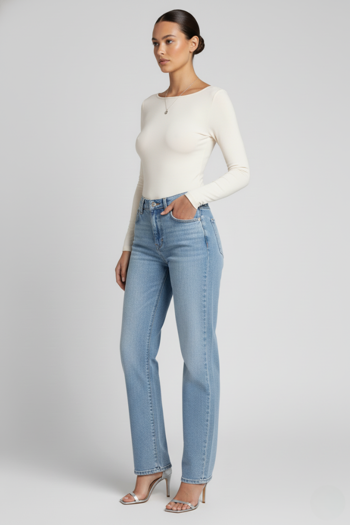 Rumi | Women’s Mid-Rise Straight-Leg Jeans – Classic 5-Pocket Denim Pants with Button Zip Closure, Regular Fit Casual Jeans