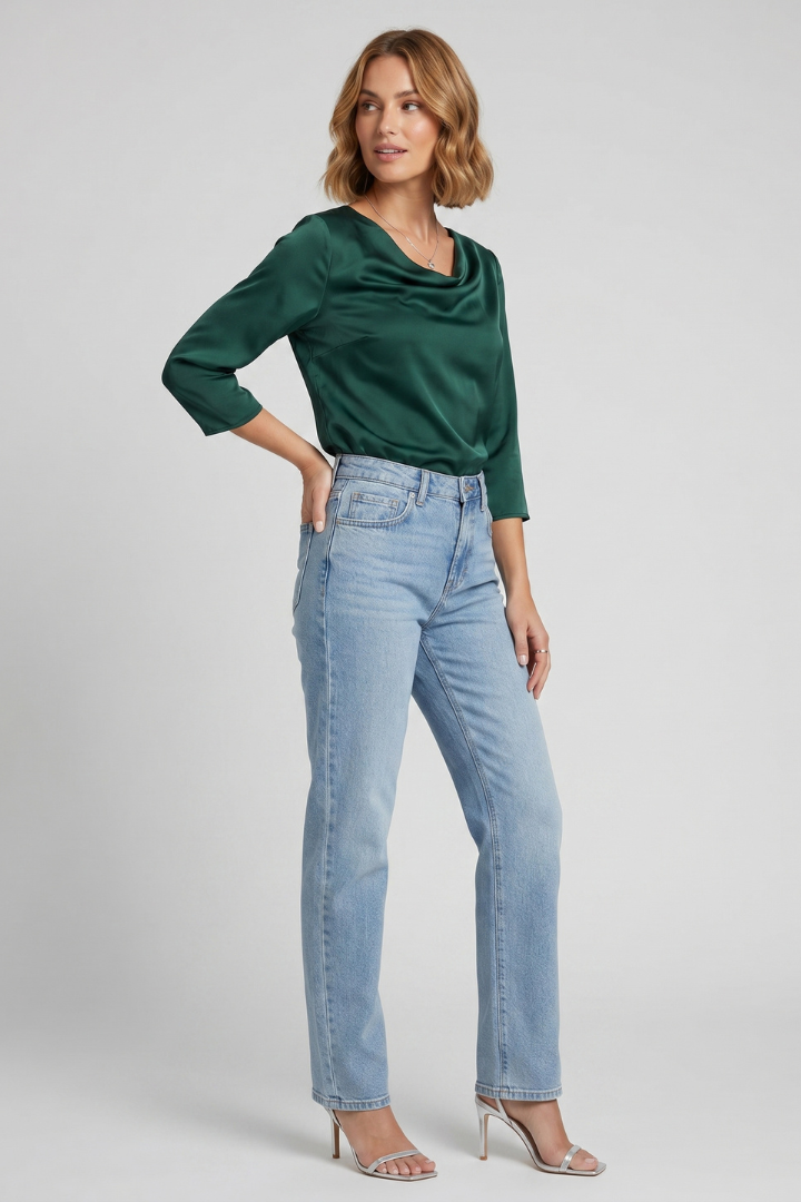 Rumi | Women’s Mid-Rise Straight-Leg Jeans – Classic 5-Pocket Denim Pants with Button Zip Closure, Regular Fit Casual Jeans