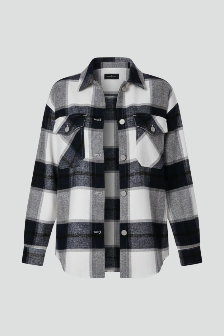Saylor | Women's Checkered Shirt Jacket – Button-Up Shacket with Long Sleeves