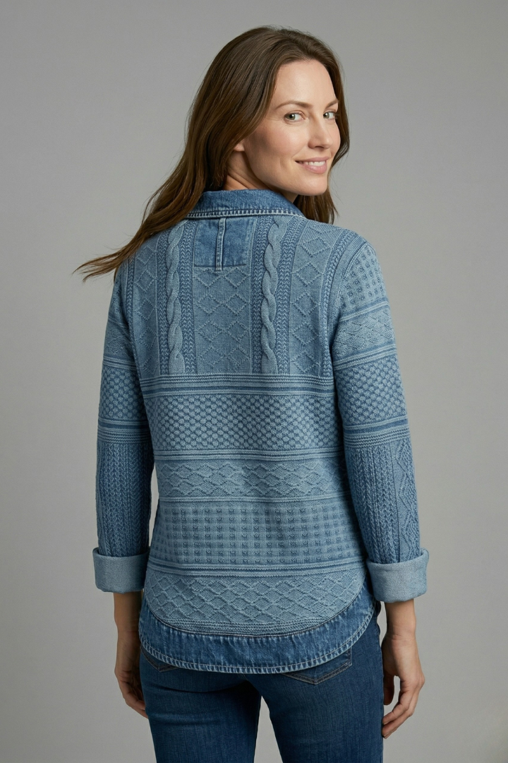 Selah | Women's Knit Blouse – Textured Long Sleeve Top with Lapel Collar