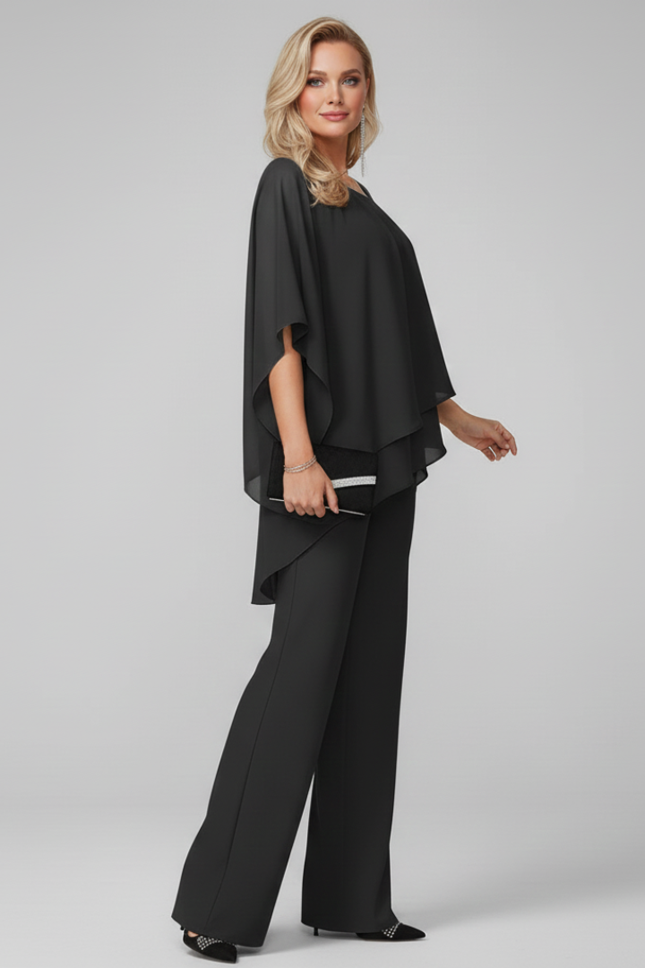 Sely | Women’s Off Shoulder Jumpsuit – Elastic Waist Straight Leg Flowing Fit Set