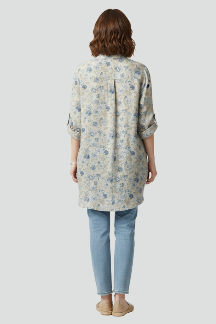 Sia | Women’s Floral Button-Up Shirt – Long Sleeve Relaxed Fit Woven Blouse