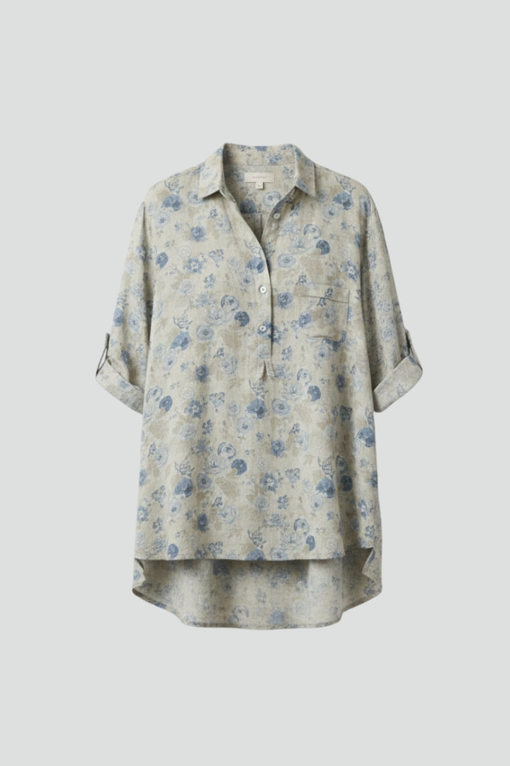 Sia | Women’s Floral Button-Up Shirt – Long Sleeve Relaxed Fit Woven Blouse