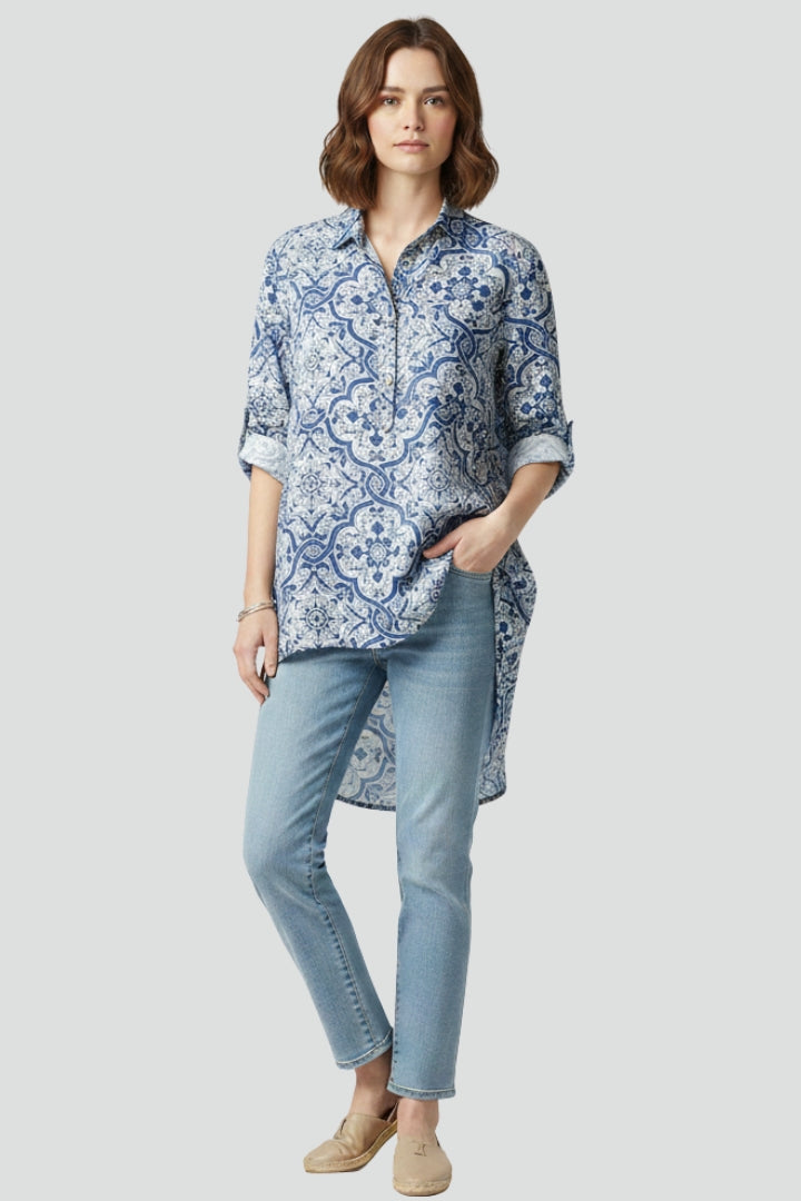 Sia | Women’s Floral Button-Up Shirt – Long Sleeve Relaxed Fit Woven Blouse