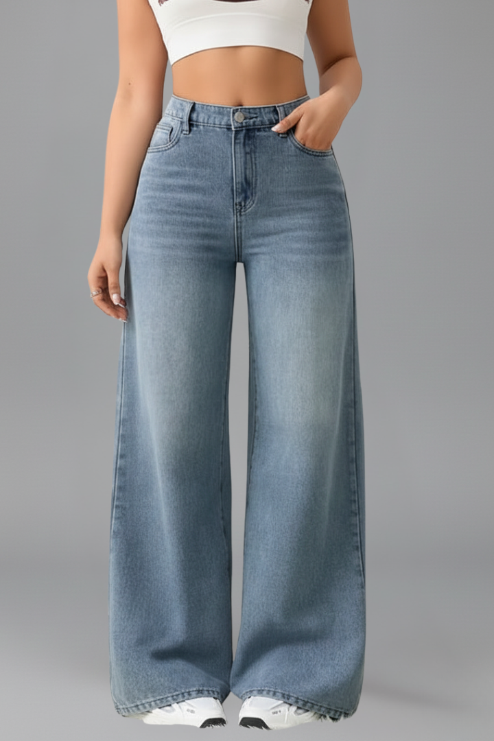 Sienna | Women's Mid-Rise Wide Leg Denim Jeans – Casual Pants with Pockets
