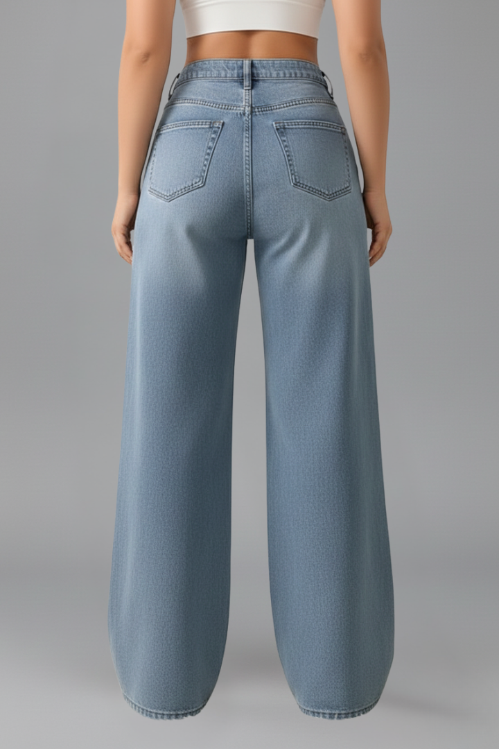 Sienna | Women's Mid-Rise Wide Leg Denim Jeans – Casual Pants with Pockets