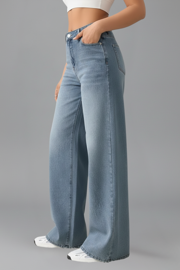 Sienna | Women's Mid-Rise Wide Leg Denim Jeans – Casual Pants with Pockets