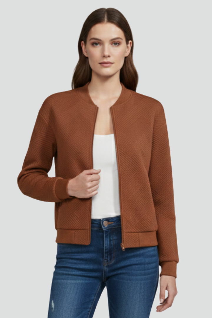 Skylar | Women's Lightweight Textured Jacket – Zip Front Long Sleeve Outerwear
