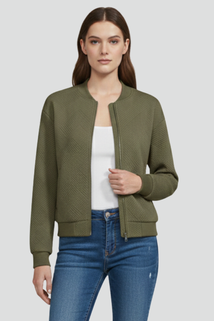 Skylar | Women's Lightweight Textured Jacket – Zip Front Long Sleeve Outerwear