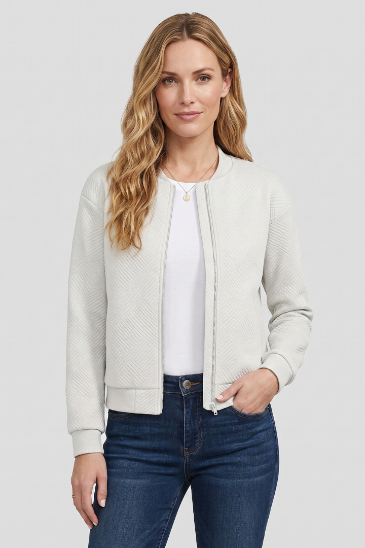 Skylar | Women's Lightweight Textured Jacket – Zip Front Long Sleeve Outerwear