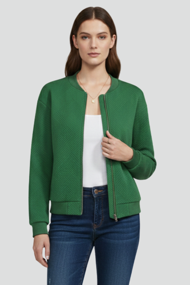 Skylar | Women's Lightweight Textured Jacket – Zip Front Long Sleeve Outerwear