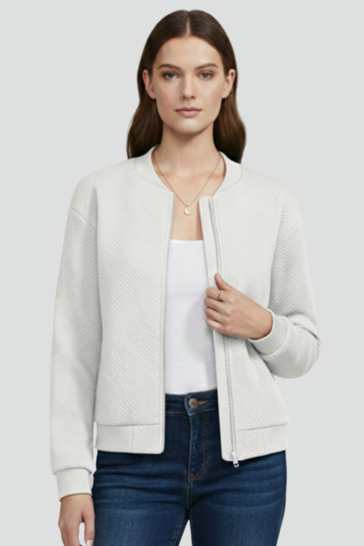Skylar | Women's Lightweight Textured Jacket – Zip Front Long Sleeve Outerwear