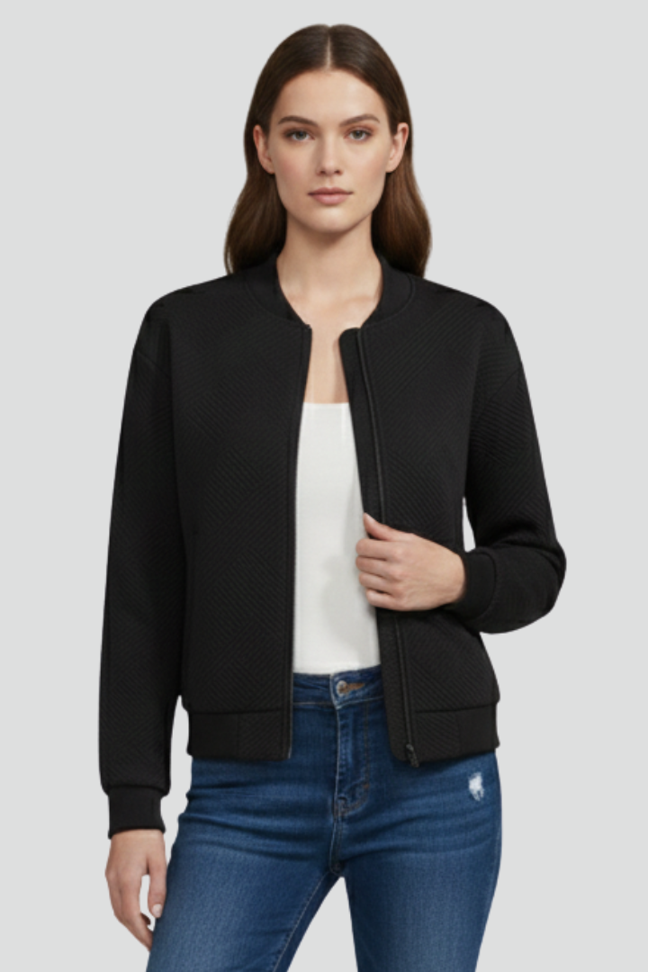 Skylar | Women's Lightweight Textured Jacket – Zip Front Long Sleeve Outerwear