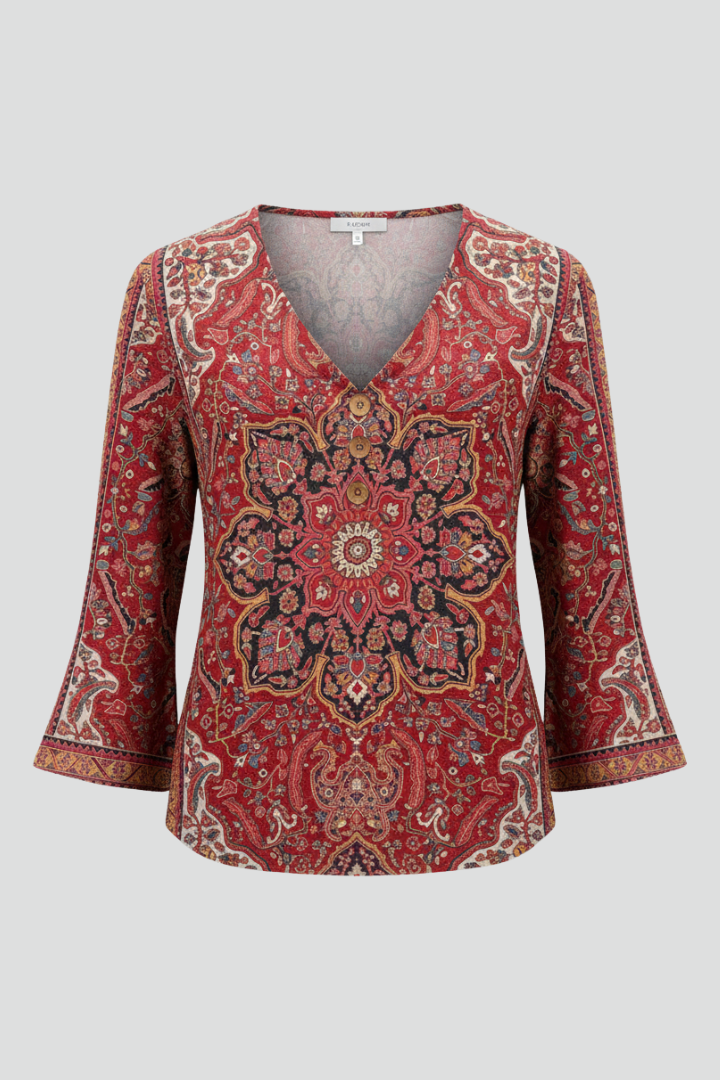 Sona | Women’s Floral Blouse – V-Neck Button-Up Shirt