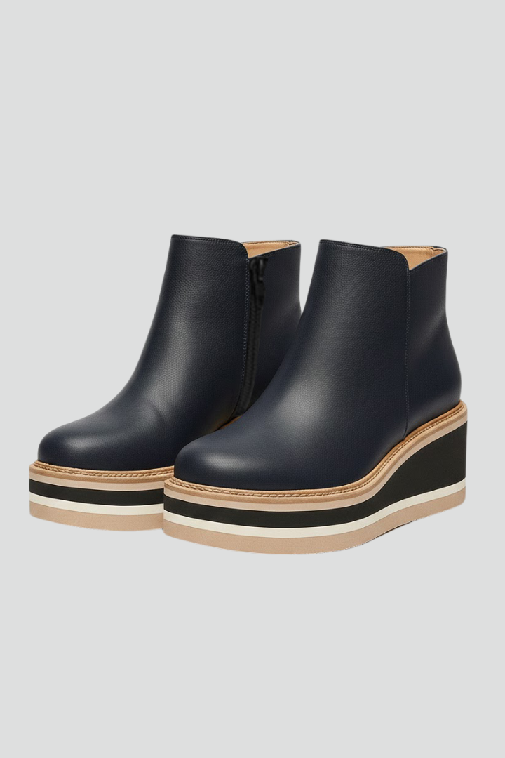Women’s Ankle Footwear with Airflow Panels and Low Block Heel