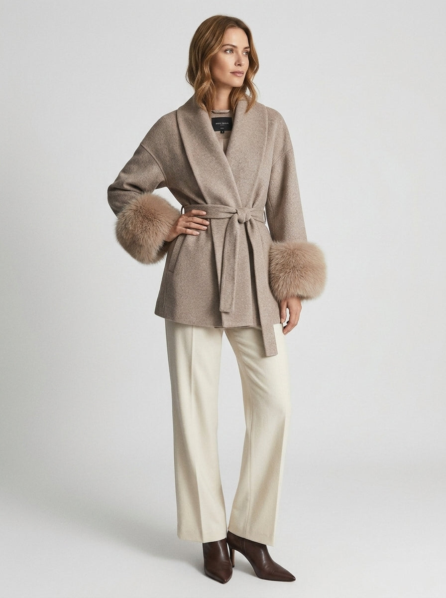 Sylvana | Women's Belted Full-Length Coat – Waist Tie, Longline Fit