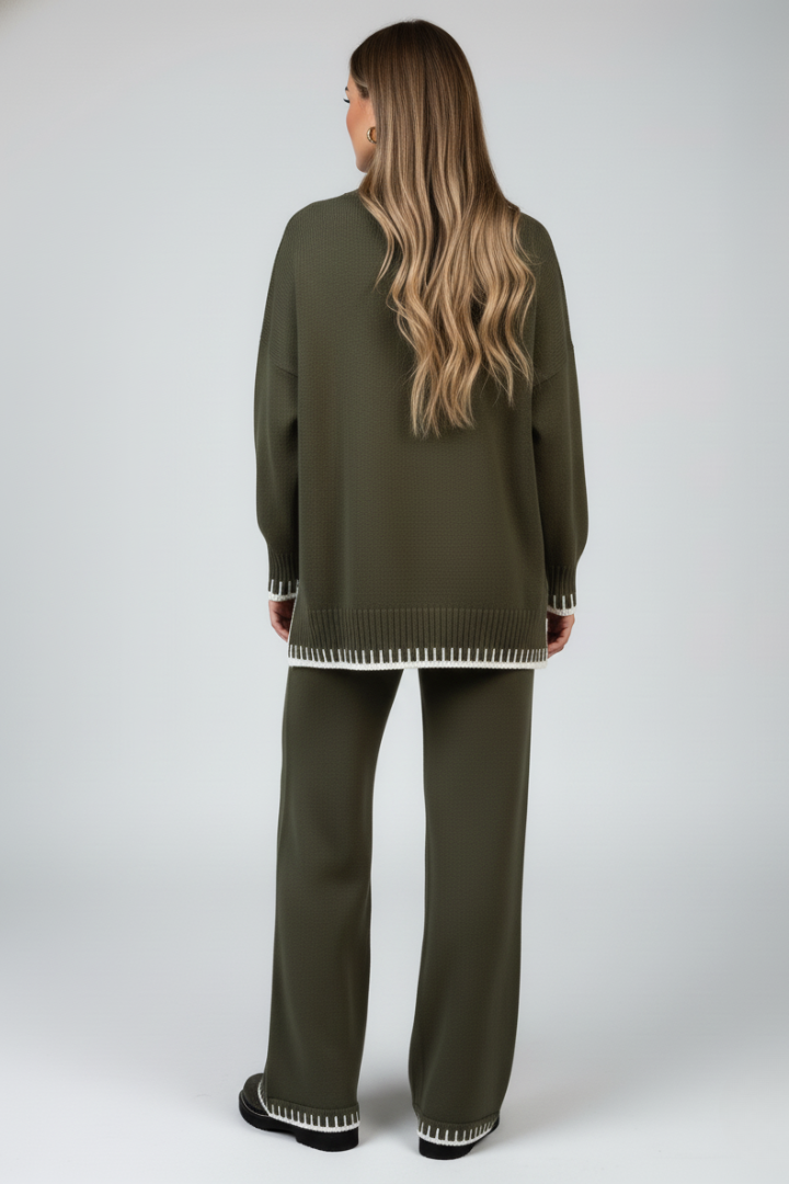 Sylvia | Women's Casual Knit Set – Relaxed Fit Top with Wide-Leg Lounge Pants