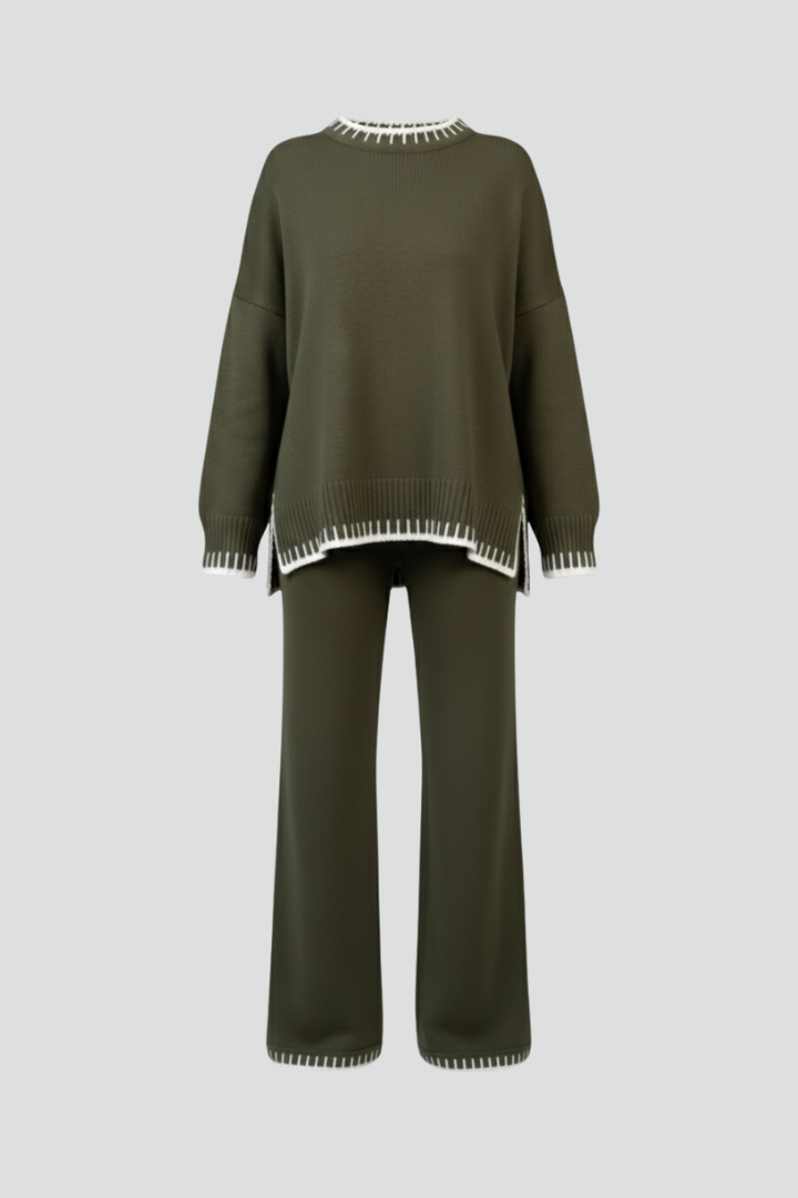 Sylvia | Women's Casual Knit Set – Relaxed Fit Top with Wide-Leg Lounge Pants