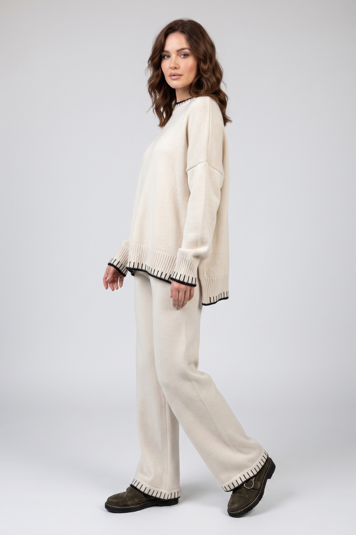 Sylvia | Women's Casual Knit Set – Relaxed Fit Top with Wide-Leg Lounge Pants