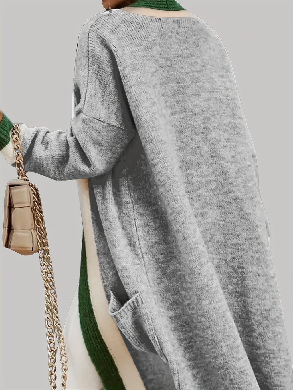 Sylvie | Women’s Long Knit Cardigan – Color-Block Open Front