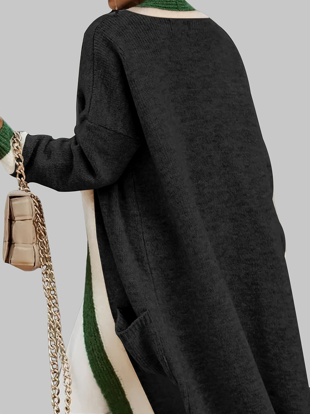 Sylvie | Women’s Long Knit Cardigan – Color-Block Open Front