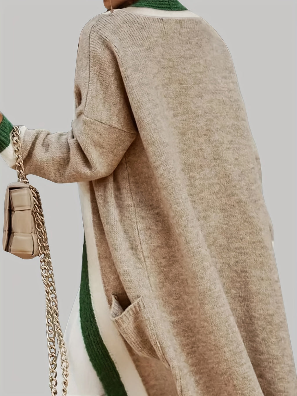 Sylvie | Women’s Long Knit Cardigan – Color-Block Open Front