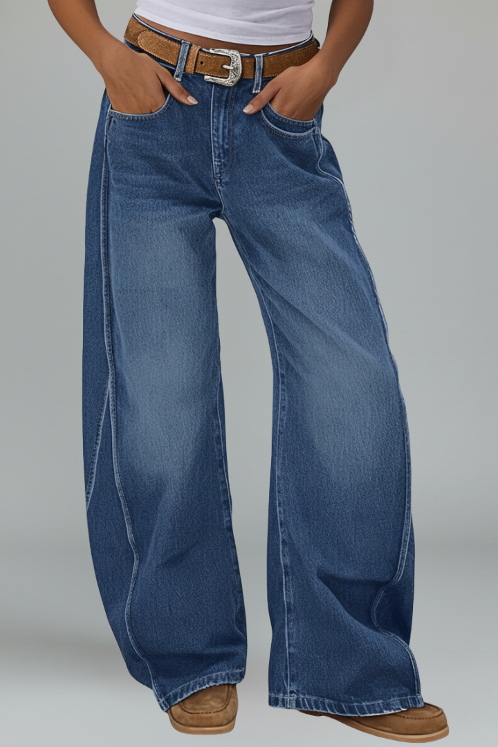 Talia | Women's Vintage Wide Leg Jeans – Relaxed Low Rise Denim Pants