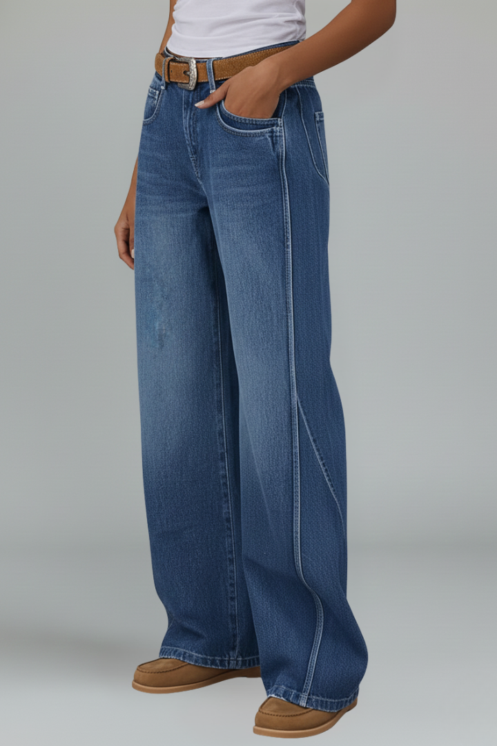Talia | Women's Vintage Wide Leg Jeans – Relaxed Low Rise Denim Pants