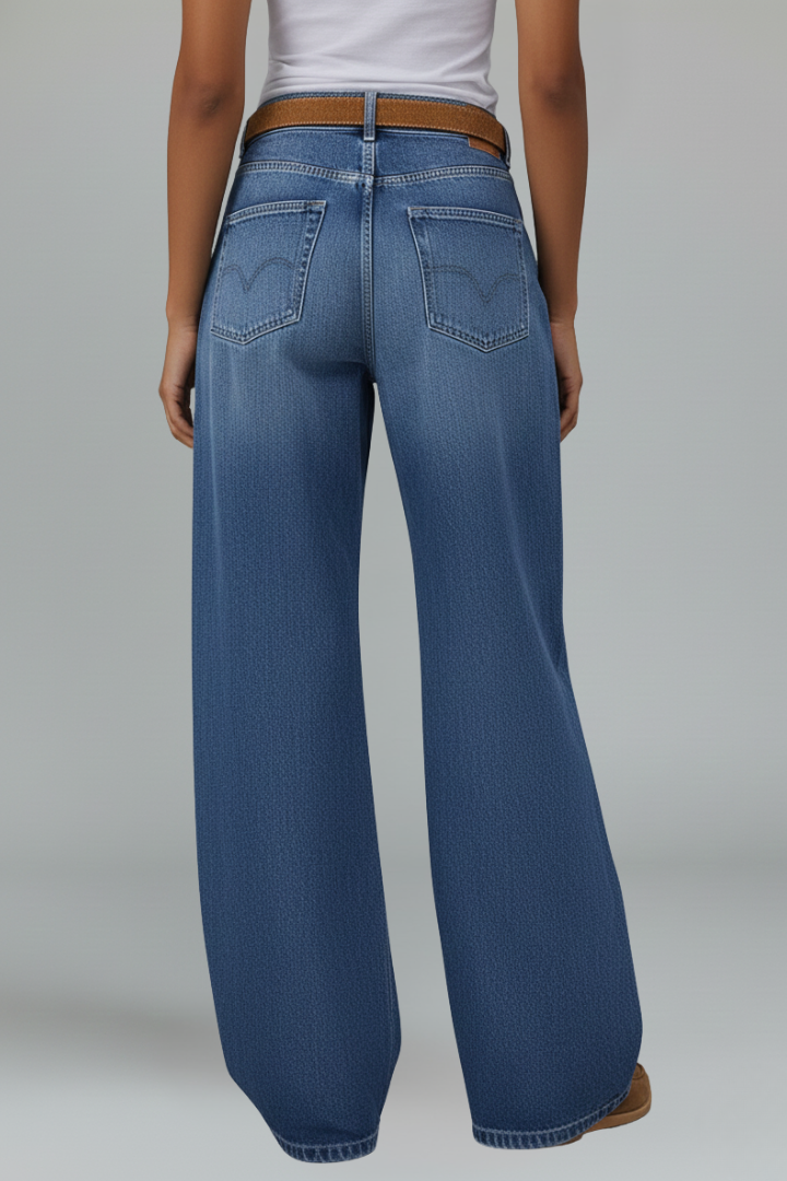 Talia | Women's Vintage Wide Leg Jeans – Relaxed Low Rise Denim Pants