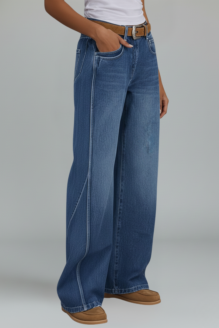 Talia | Women's Vintage Wide Leg Jeans – Relaxed Low Rise Denim Pants