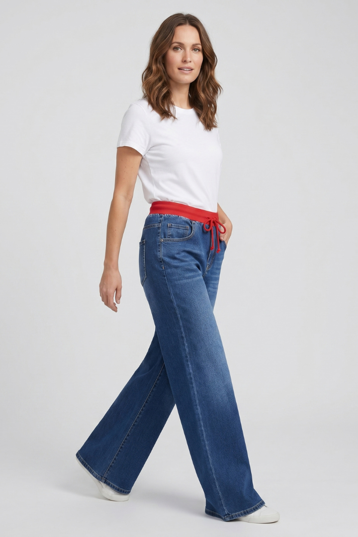 Taya | Women’s Woven Wide Leg Pants – Drawstring Waist Straight Leg Trousers