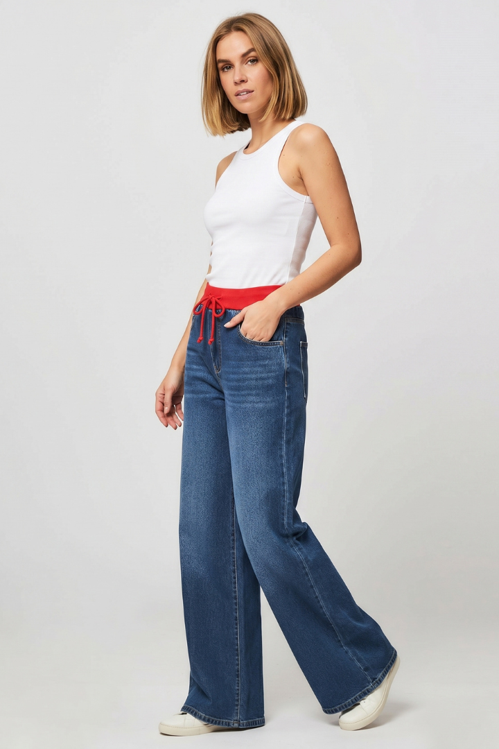 Taya | Women’s Woven Wide Leg Pants – Drawstring Waist Straight Leg Trousers
