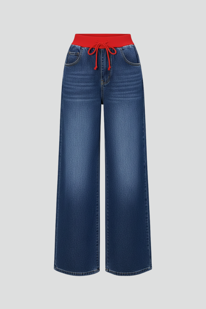Taya | Women’s Woven Wide Leg Pants – Drawstring Waist Straight Leg Trousers