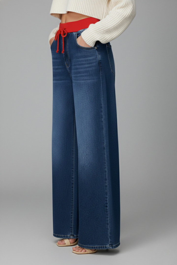 Taya | Women’s Woven Wide Leg Pants – Drawstring Waist Straight Leg Trousers