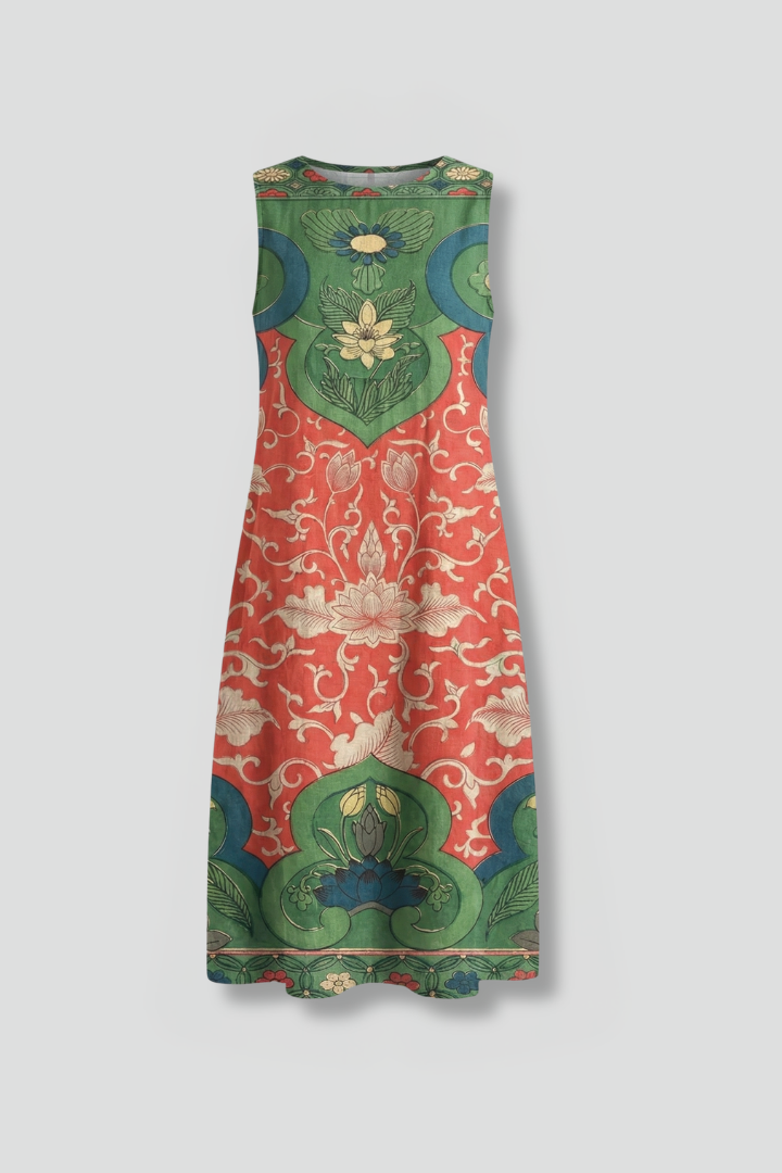Teagan | Women's Casual Floral Dress – Sleeveless Round Neck Midi Dress