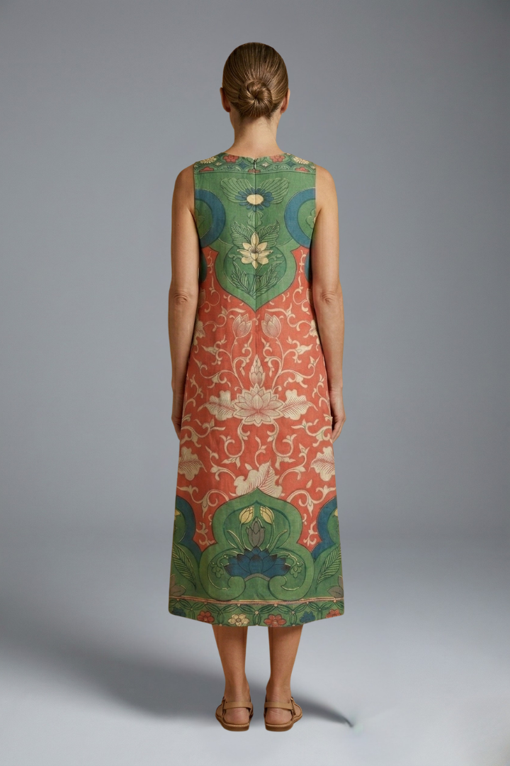 Teagan | Women's Casual Floral Dress – Sleeveless Round Neck Midi Dress