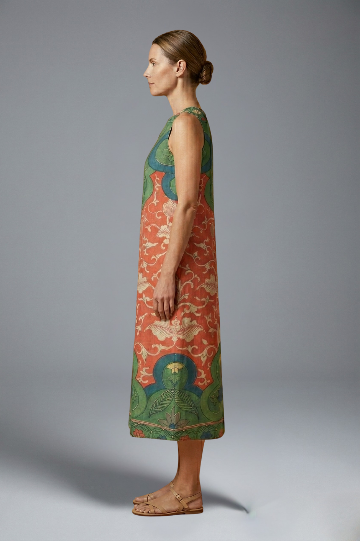 Teagan | Women's Casual Floral Dress – Sleeveless Round Neck Midi Dress