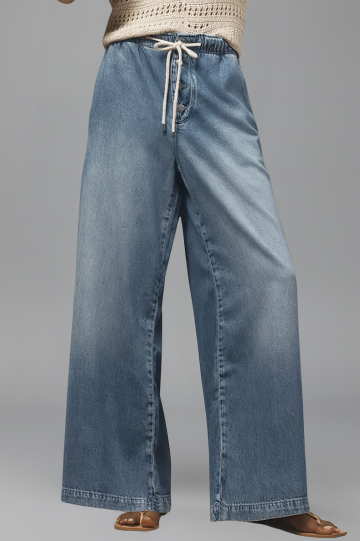 Tiana | Women's High Waist Wide-Leg Pants – Drawstring Trousers with Relaxed Fit