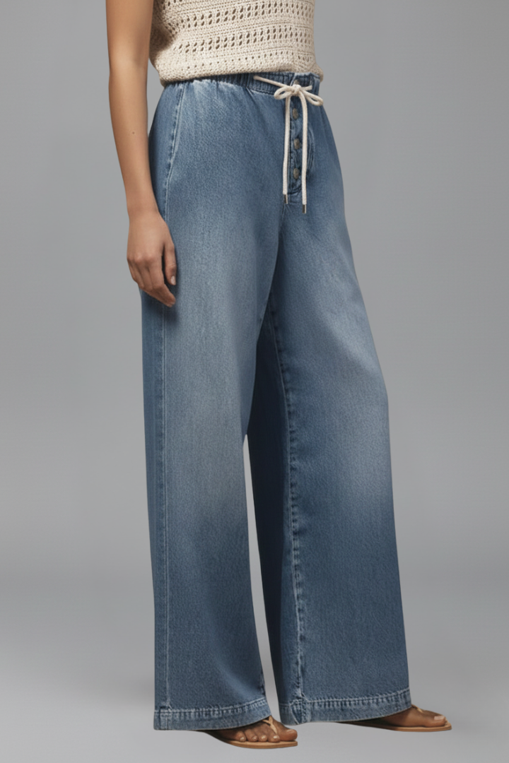 Tiana | Women's High Waist Wide-Leg Pants – Drawstring Trousers with Relaxed Fit