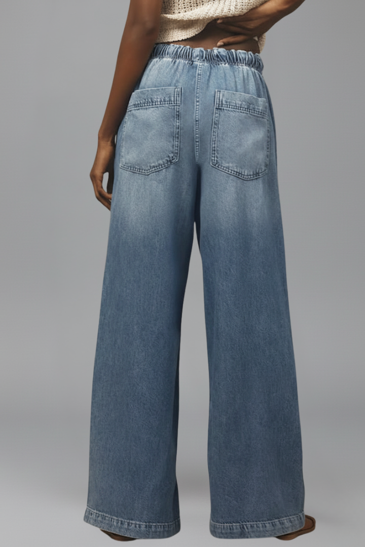 Tiana | Women's High Waist Wide-Leg Pants – Drawstring Trousers with Relaxed Fit