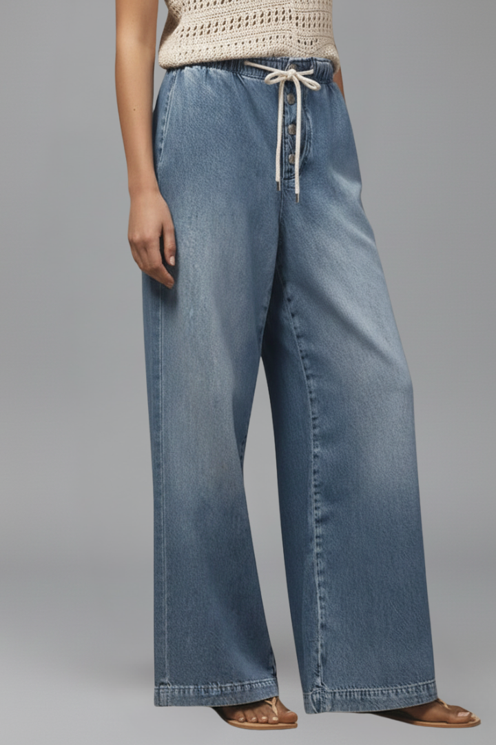 Tiana | Women's High Waist Wide-Leg Pants – Drawstring Trousers with Relaxed Fit