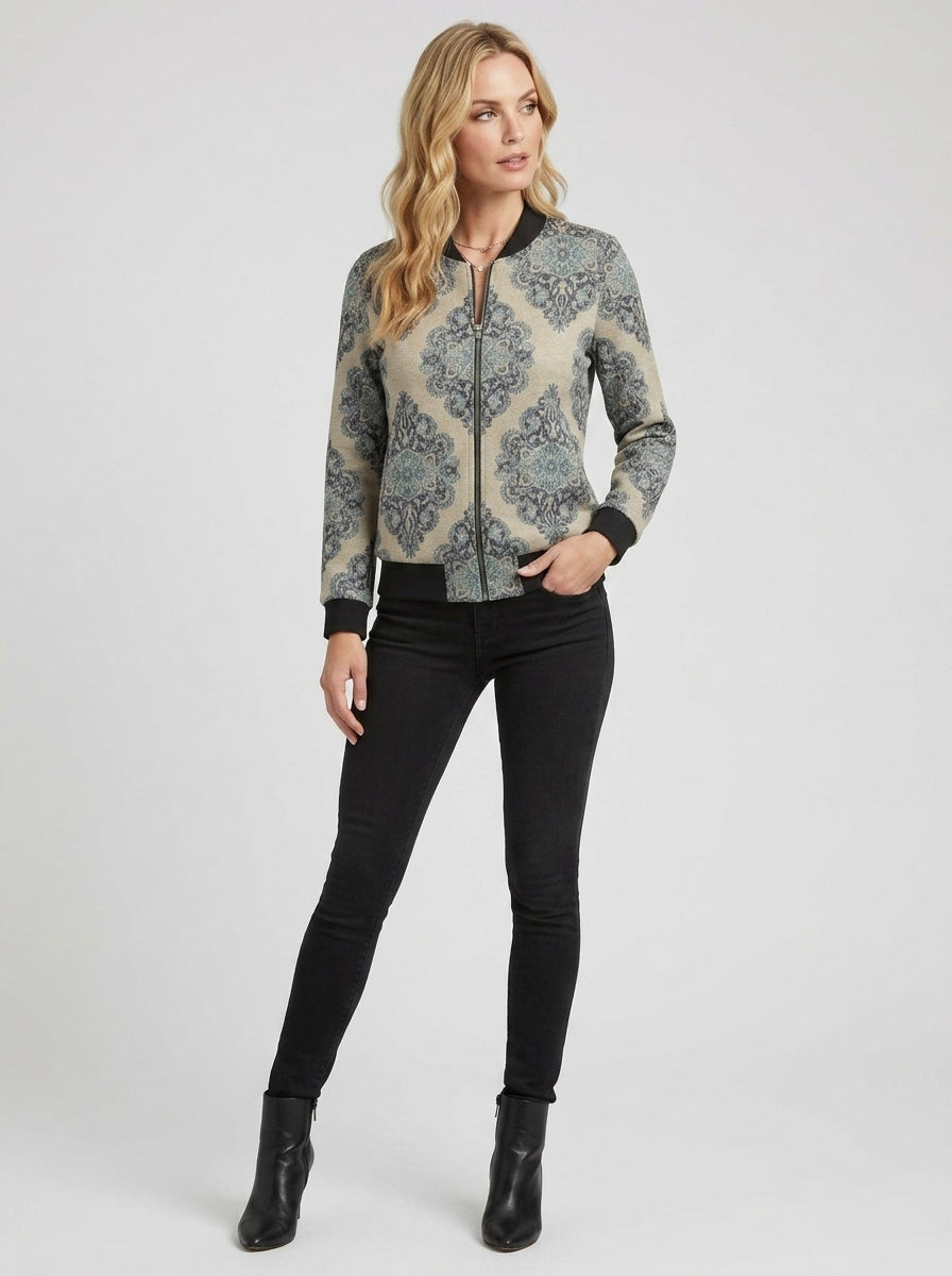 Tindrelle | Women’s Floral Bomber Jacket – Zip-Up Lightweight Casual Jacket
