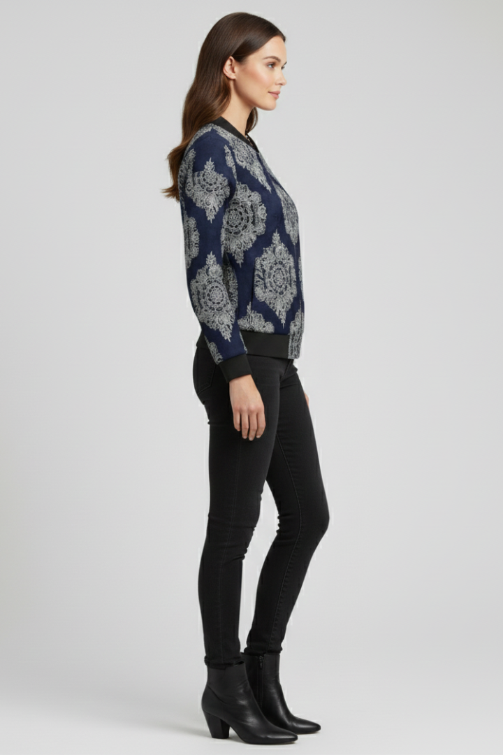 Tindrelle | Women’s Floral Bomber Jacket – Zip-Up Lightweight Casual Jacket
