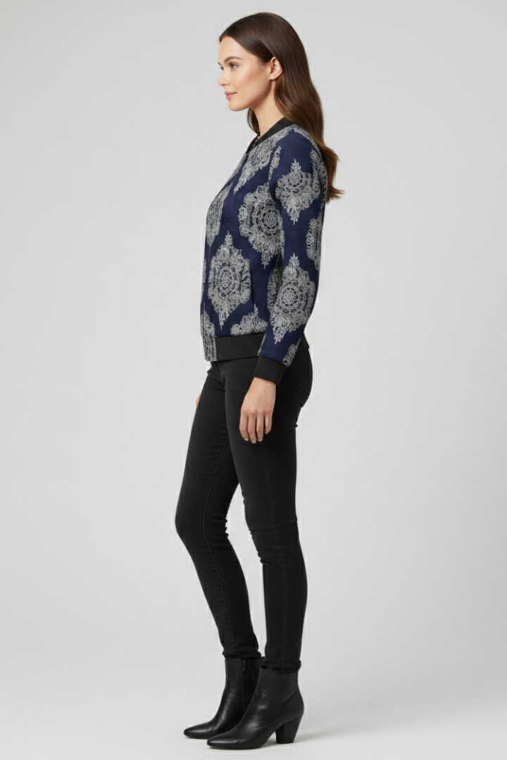 Tindrelle | Women’s Floral Bomber Jacket – Zip-Up Lightweight Casual Jacket