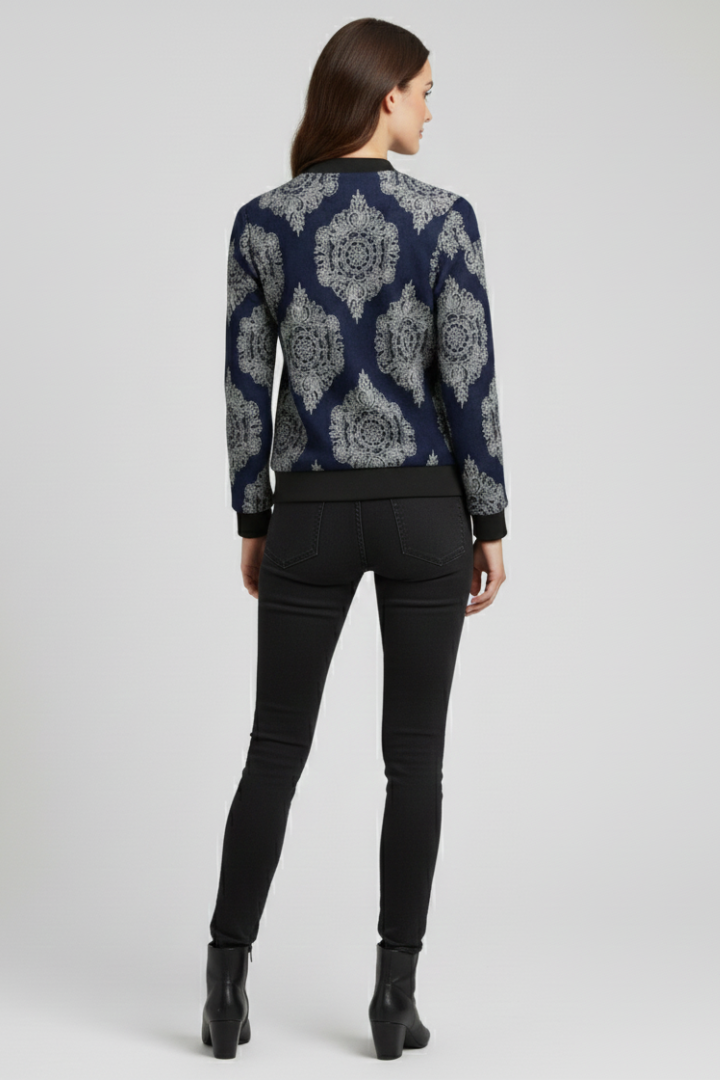 Tindrelle | Women’s Floral Bomber Jacket – Zip-Up Lightweight Casual Jacket